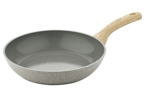 BERGNER Naturally Ceramic Forged Aluminium 20cm Frypan with Wooden Soft Touch Handle, Grey Ceramic Coating Inside, Marble Dots Finish Outside, Durable, Even Heat Distribution - Induction Bottom